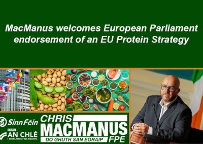 MacManus welcomes European Parliament endorsement of an EU Protein Strategy