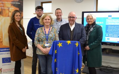 Chris MacManus MEP meets Errigal College students for Europe Direct Letterkenny Event