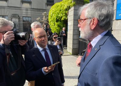 Gerry Adams speaking to the media outside the Four Courts said:
